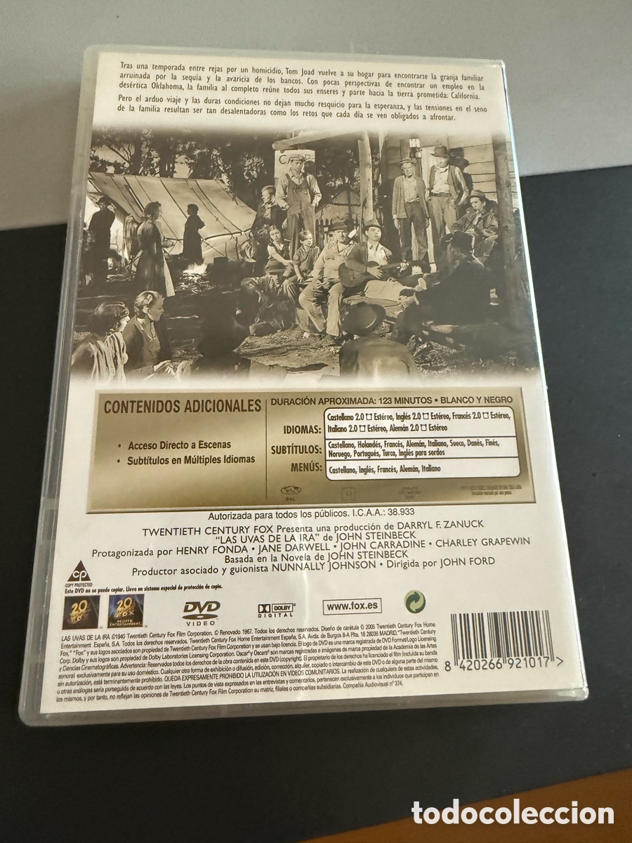 Cine: DVD. LAS UVAS DE LA IRA - Foto 2