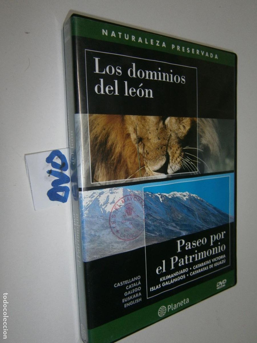 Cine: PELICULA DVD - LOS DOMINIOS DEL LEON Y KILIMANJARO, CATARATAS VICTORIA, GALAPAGOS, IGUAZU Y OTROS