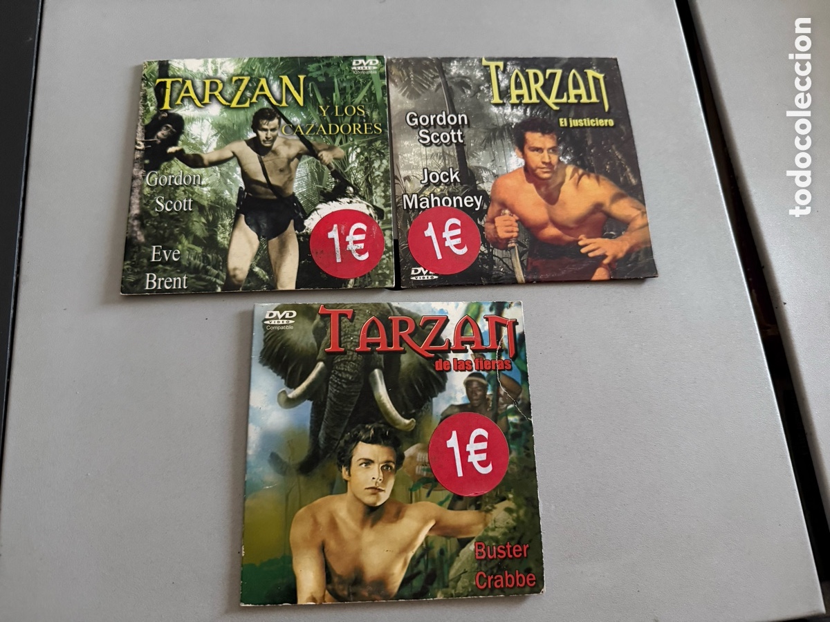 Cine: DVD. 3 DVD&rsquo;s. TARZAN. Cajas cart&oacute;n peque&ntilde;as