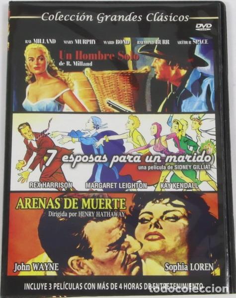 Cine: Pel&iacute;cula DVD. Un hombre solo + 7 esposas para un marido + Arenas de Muerte. Pedido m&iacute;nimo 6 &euro;