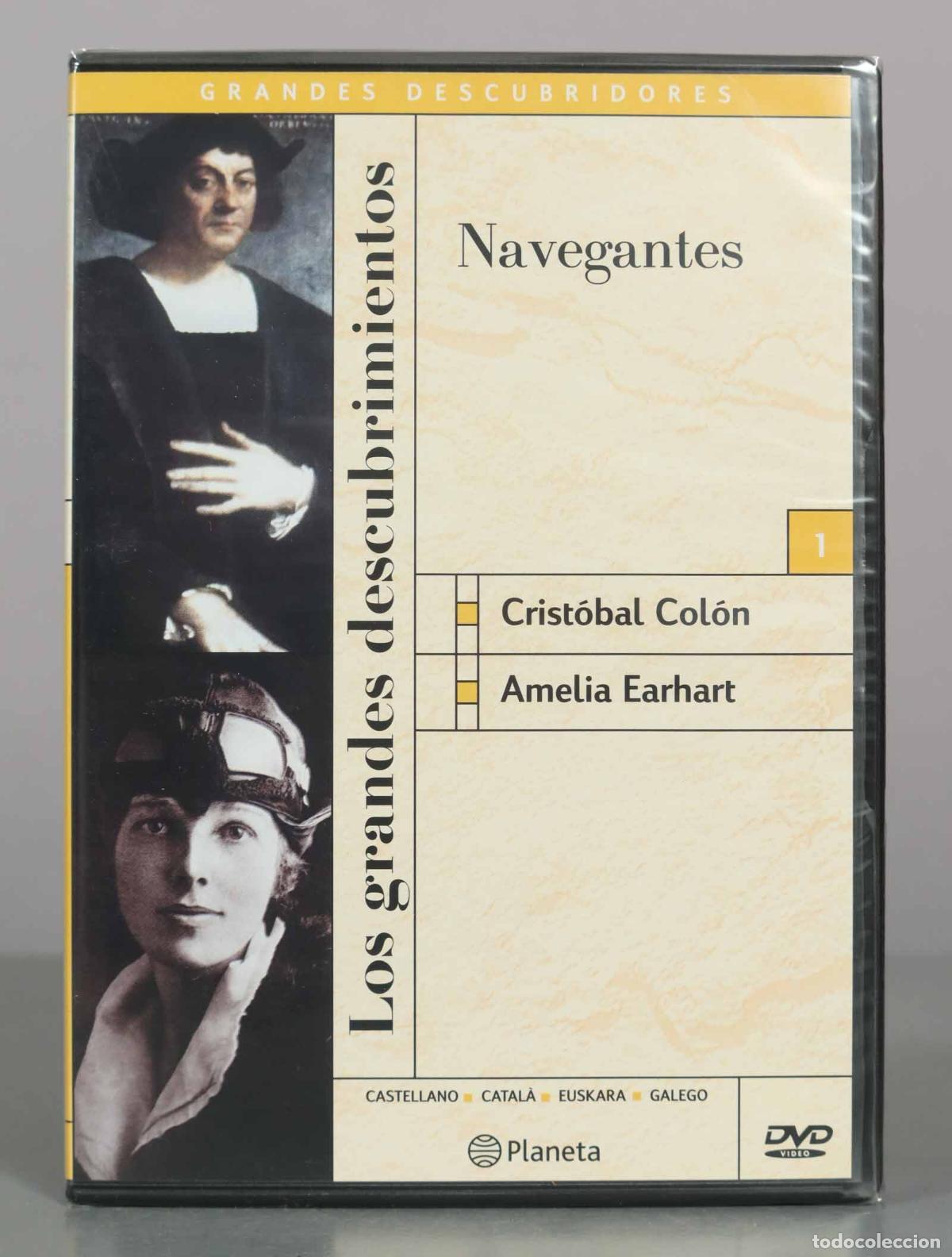 Cine: DVD. Navegantes - Crist&oacute;bal Col&oacute;n, Amelia Earhart - Los grandes descubrimientos - Editor PRECINTADO