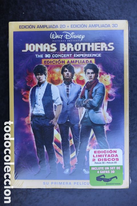 Cine: DVD precintado. JONAS BROTHER. THE 3D CONCERT EXPERIENCE. EDICI&Oacute;N AMPLIADA 2D + 3D + set 4 gafas 3D.