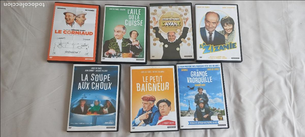 Cin&eacute;ma: 7 DVDs en franc&eacute;s. Louis de Funes. l'avare Ziza&ntilde;ie Corniaud gramde vadrouille petit baigneur soupe..