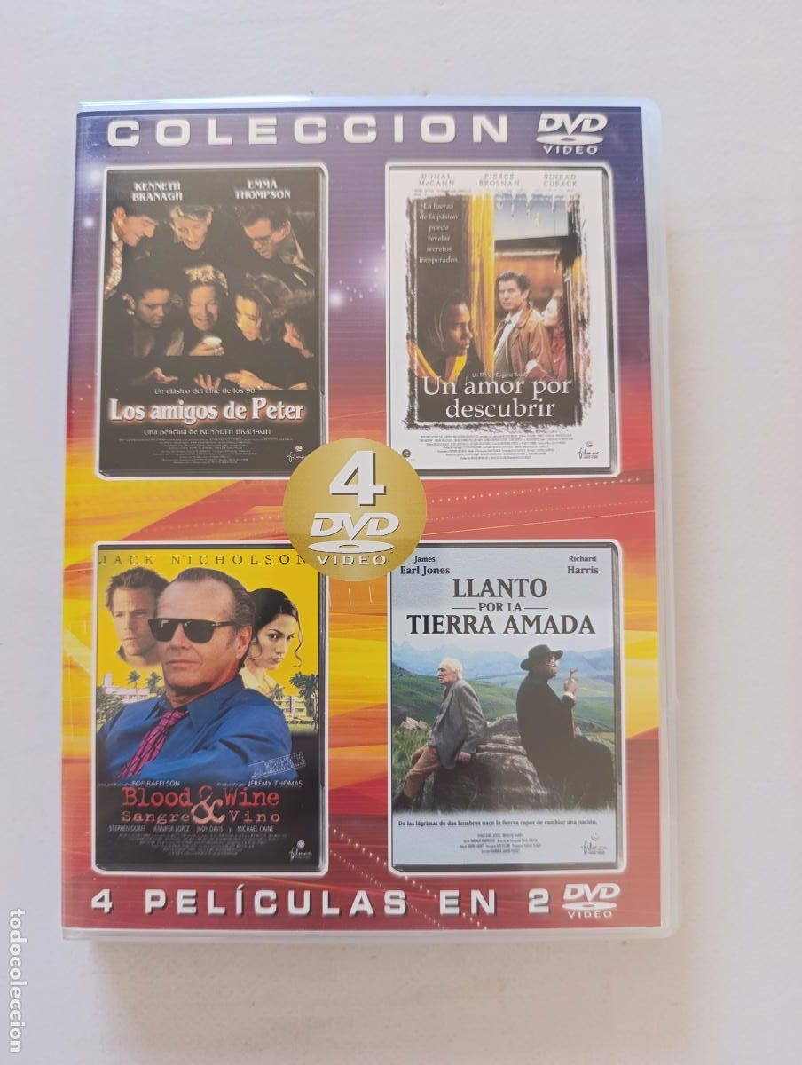 Cine: DVD LOS AMIGOS DE PETER / UN AMOR POR DESCUBRIR / BLOOD & WINE / LLANTO POR LA TIERRA AMADA (E5)
