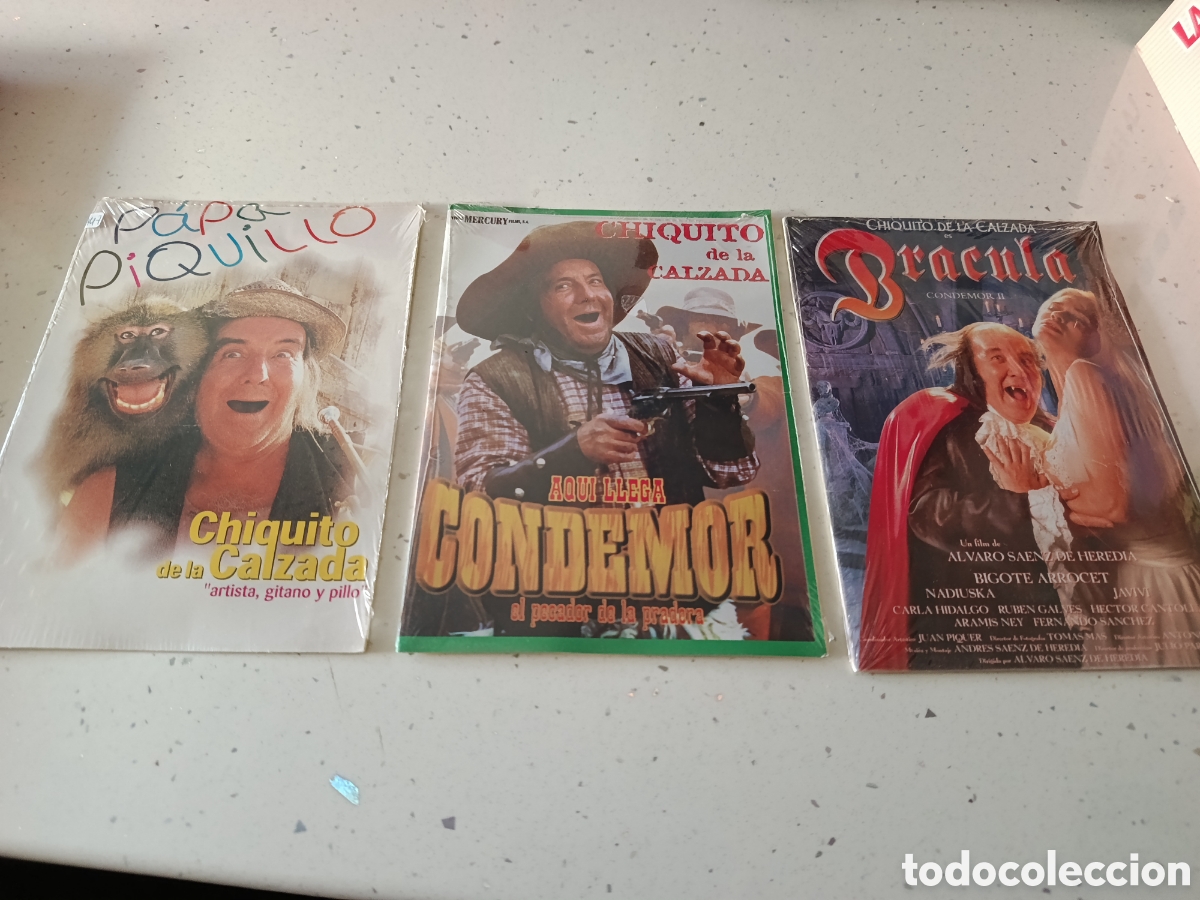 Cinema: 3 dvds. Chiquito de la calzada. Pap&aacute; Piquillo + Condemor + Br&aacute;cula. Precintados.