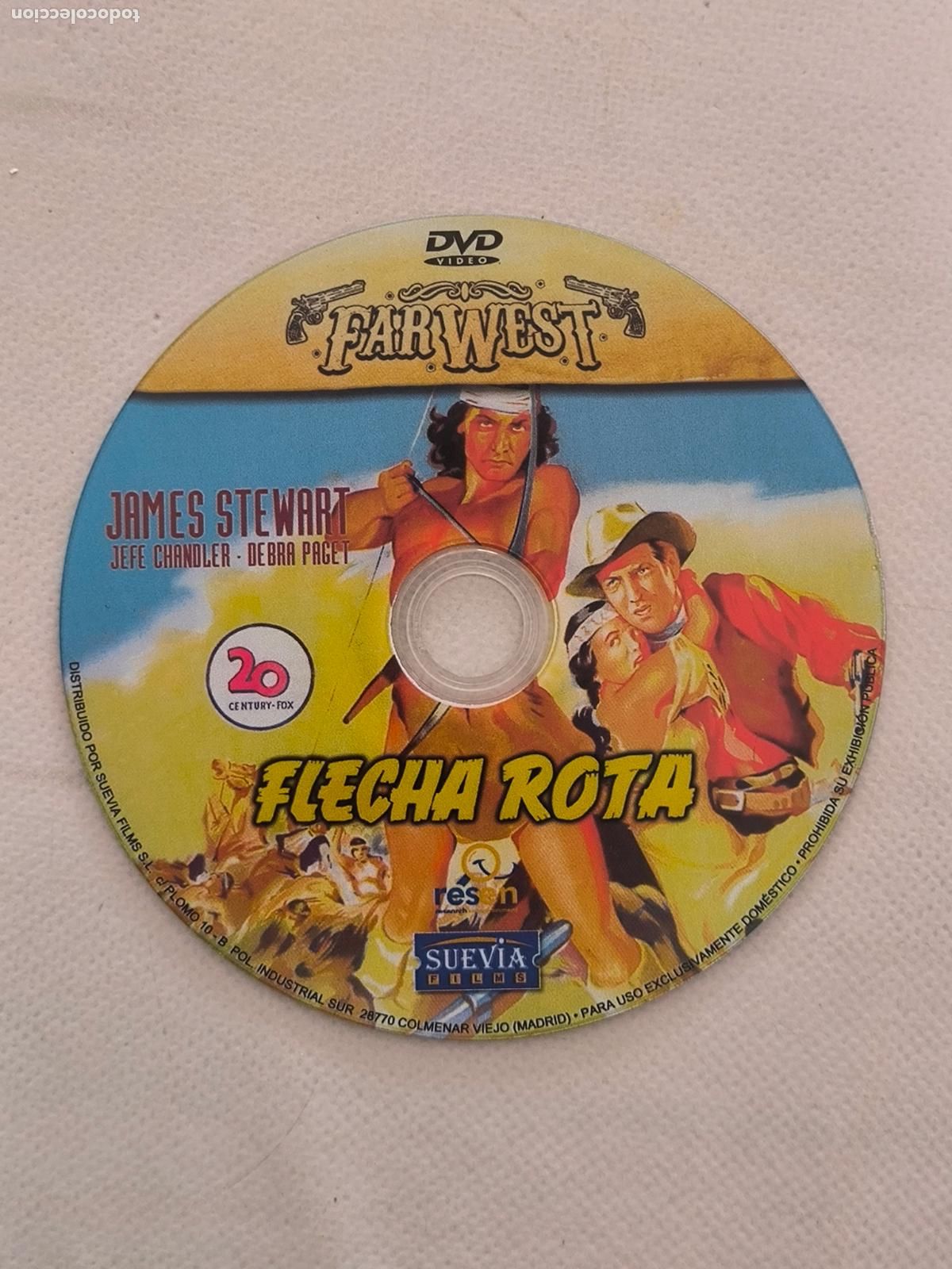 Cine: DVD FLECHA ROTA - JAMES STEWART - SOLO DISCO - SIN CAJA NI CARATULA (018B)