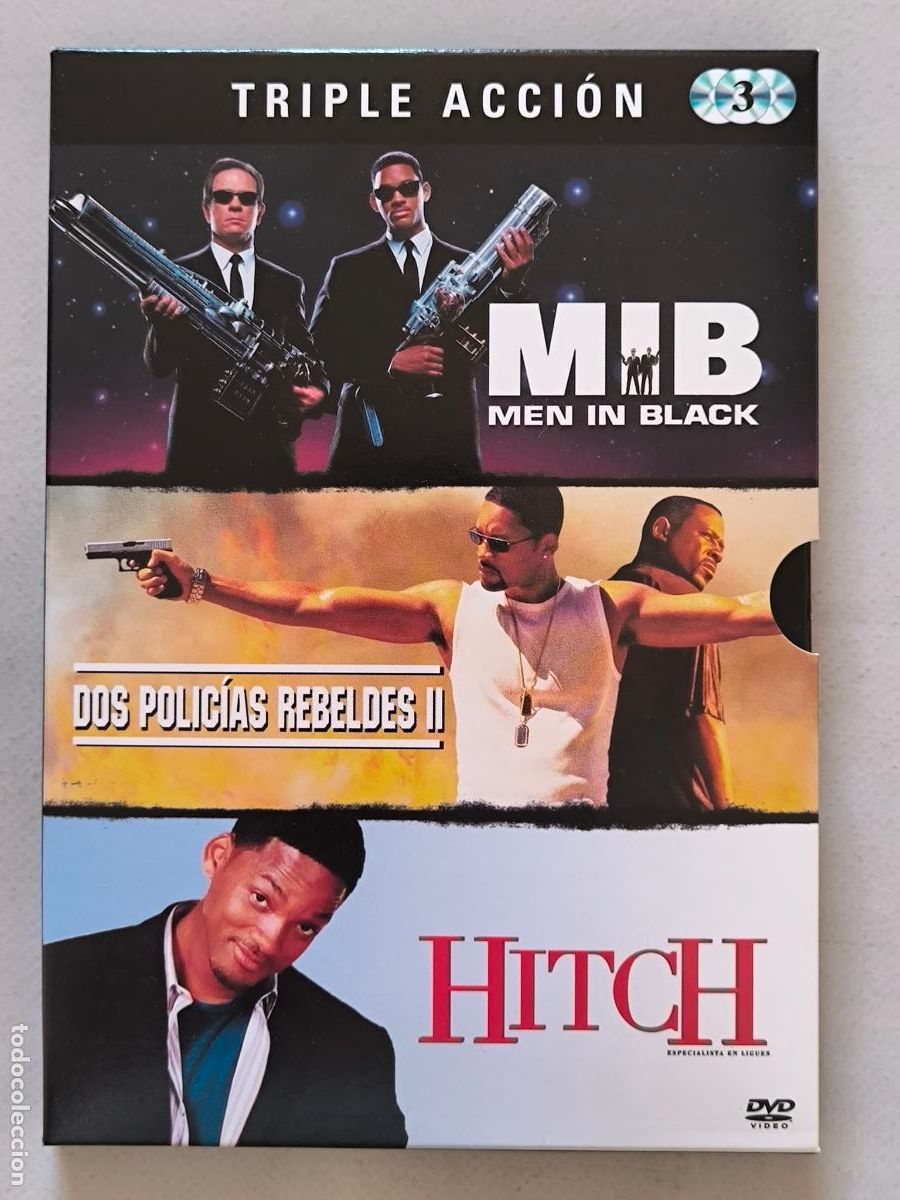 Cine: DVD MEN IN BLACK (MIB) / DOS POLICIAS REBELDES II / HITCH - 3 PELICULAS - WILL SMITH (Z6)