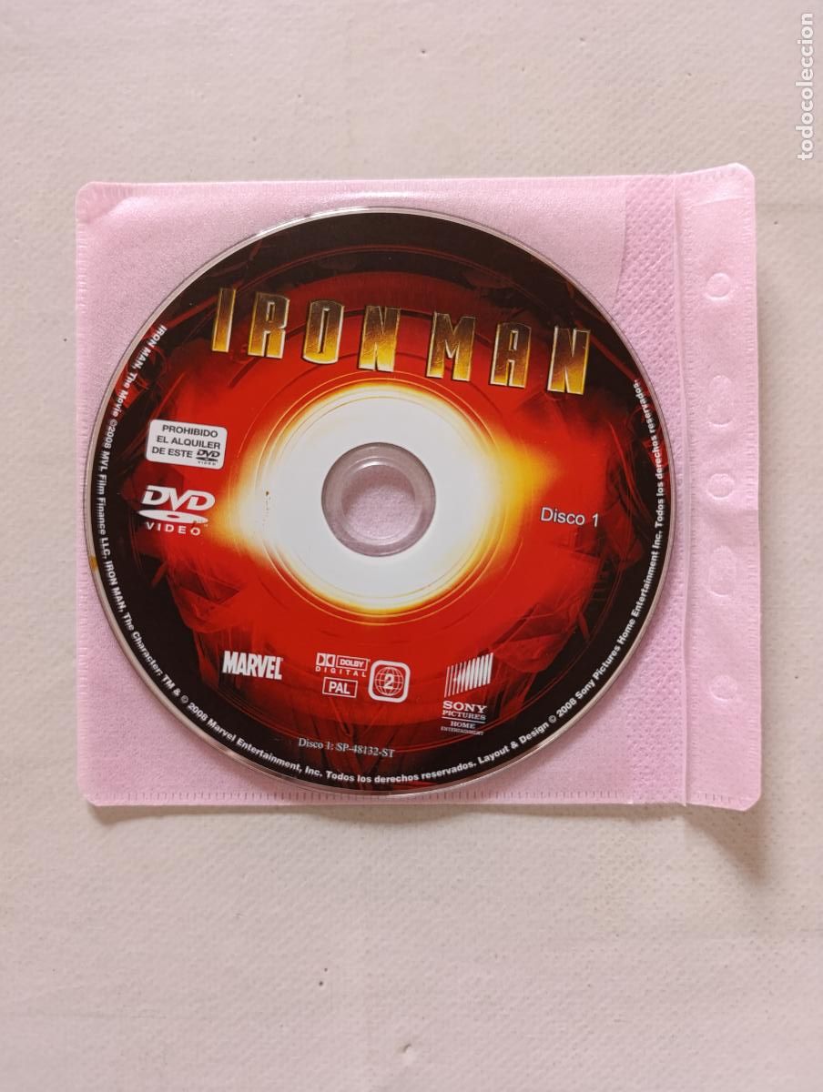 Cine: DVD IRON MAN - MARVEL - SOLO DISCO, SIN CAJA NI CAR&Aacute;TULA (236)