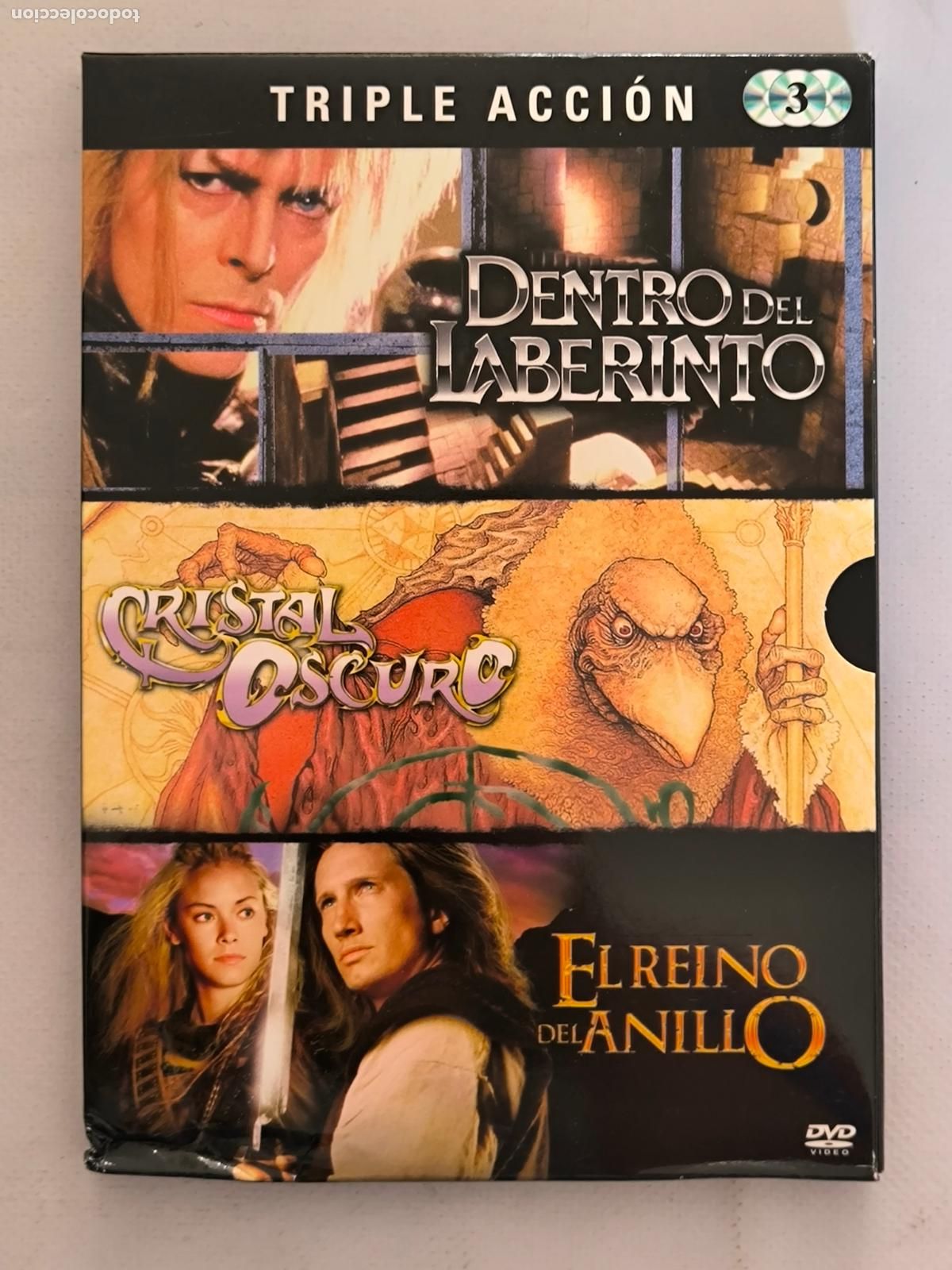 Cine: DVD DENTRO DEL LABERINTO / CRISTAL OSCURO / EL REINO DEL ANILLO - 3 DISCOS (319)