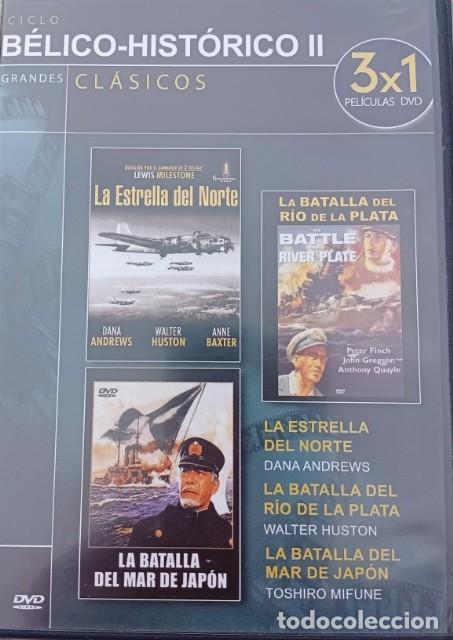 Cine: La Estrella del Norte-La Batalla del R&iacute;o de la Plata-La Batalla del Mar de Jap&oacute;n-Slim DVD Como nuevo