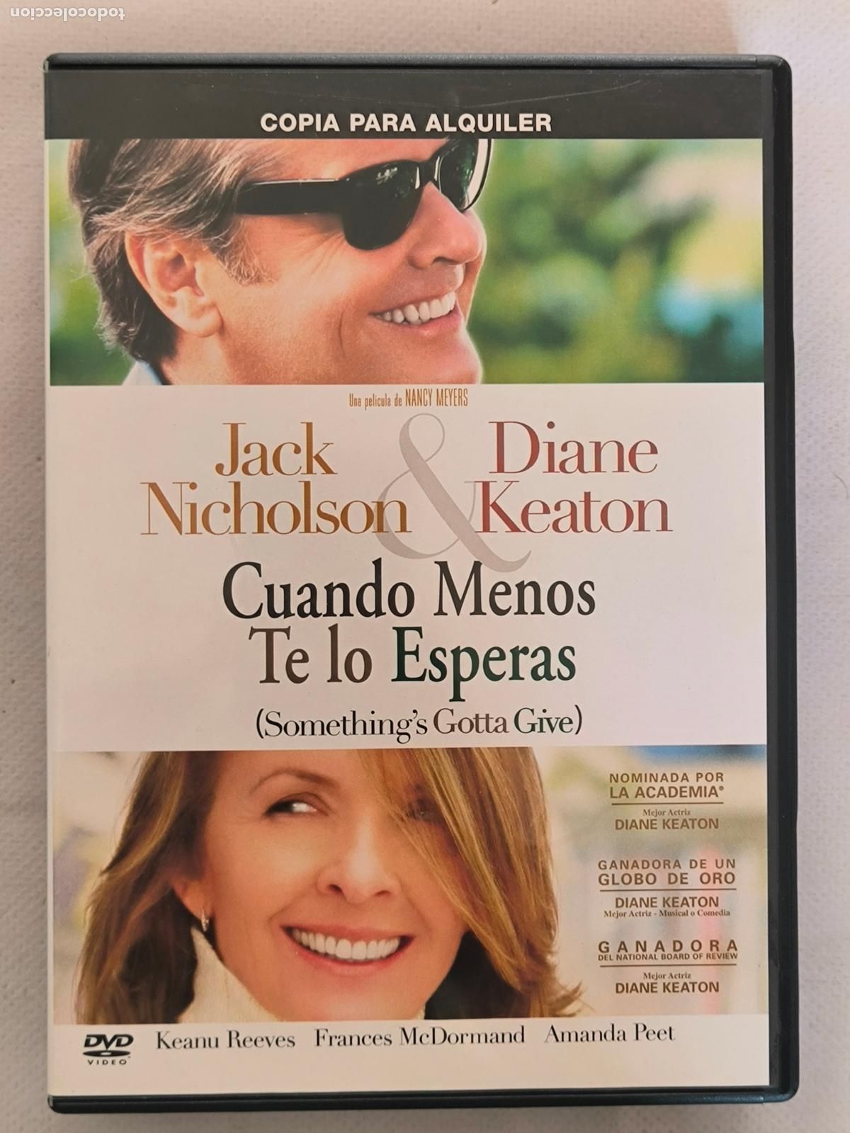 Cinema: DVD CUANDO MENOS TE LO ESPERAS - JACK NICHOLSON, DIANE KEATON - LEER DESCRIPCION (9H)