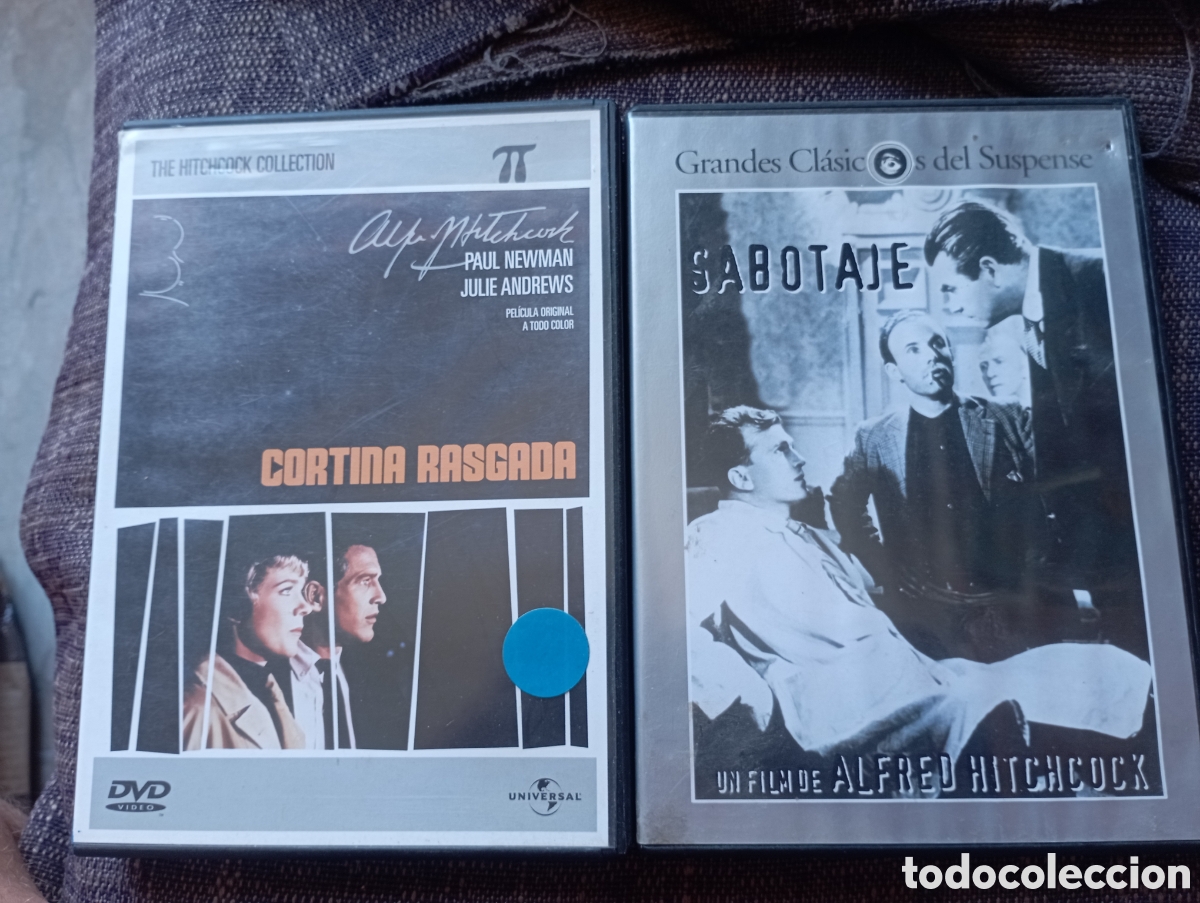 Cine: lote 2 pel&iacute;culas DVD Alfred Hitchcook &rdquo;Cortina rasgada&rdquo; y &rdquo;Sabotaje&rdquo;