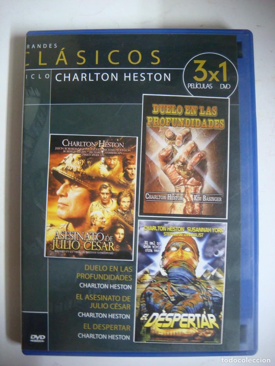 Cine: D.V,D. 3 X 1 ASESINATO ALJULIO CESAR-EL DESPERTAR Y DUELO EN LAS PROFUNDIDADES CON CHARLTO-CAJ-N&ordm;-10