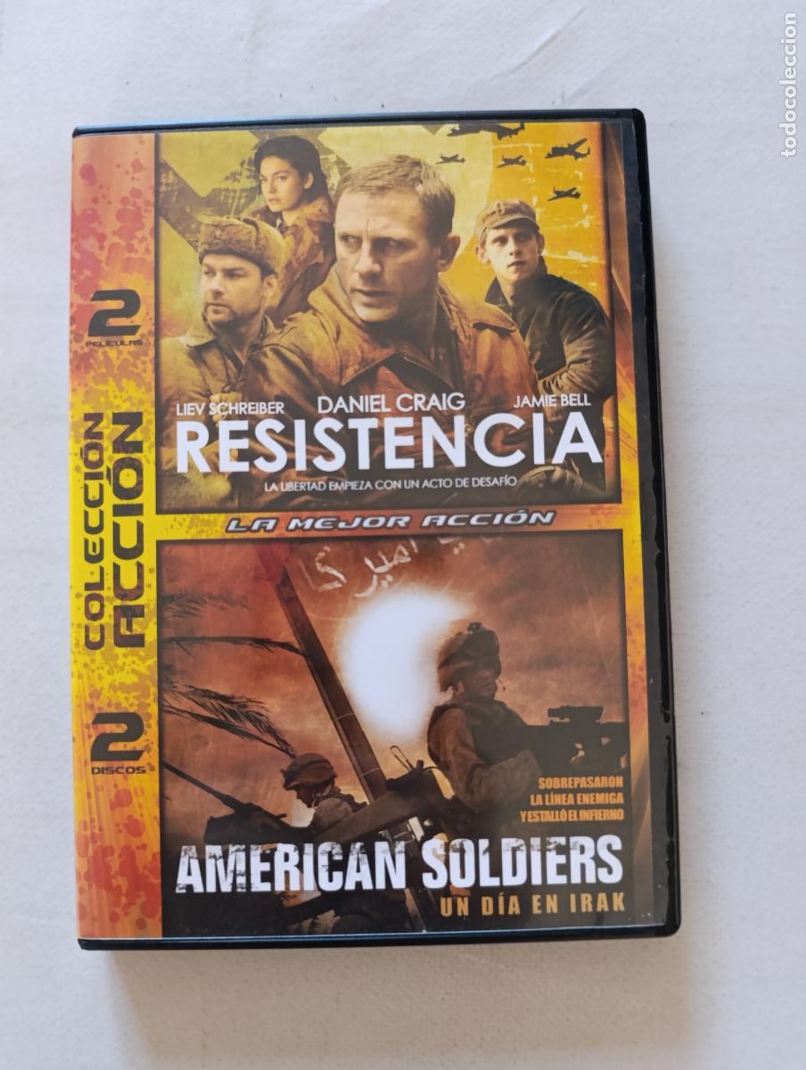 Cine: DVD RESISTENCIA / AMERICAN SOLDIERS UN DIA EN IRAK - 2 PELICULAS, 2 DISCOS - COLECCION ACCION (DN)