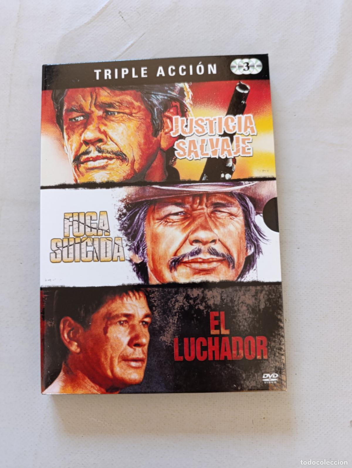 Cine: DVD JUSTICIA SALVAJE / FUGA SUICIDA / EL LUCHADOR - CHARLES BRONSON - 3 PELICULAS, 3 DISCOS (D&Ntilde;)