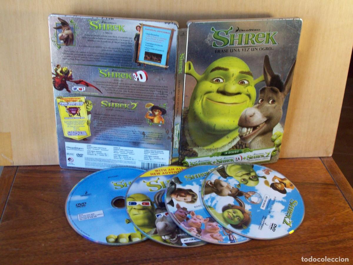 Cine: SHREK - ERASE UNA VEZ UN OGRO - 4 DVDS ( SHREK 1 - N&ordm; 2 DOBLE DVD + SHREK 1&ordm; EN 3-D