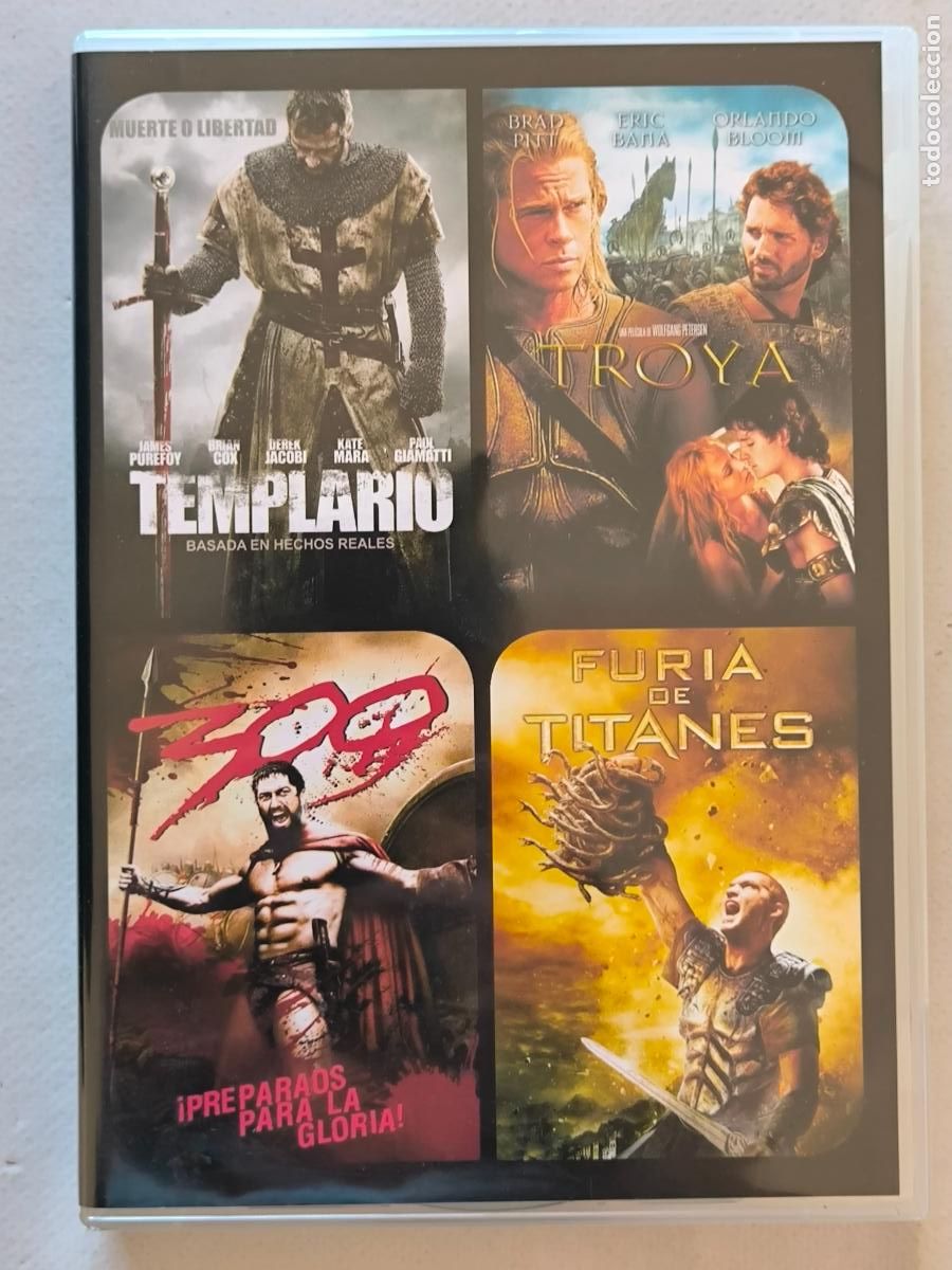 Kino: DVD TEMPLARIO / TROYA / 300 / FURIA DE TITANES - 4 PELICULAS, 4 DISCOS (DV)