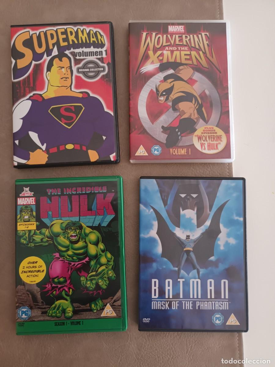 Cine: Lote dvds de animaci&oacute;n Superman, Batman, Hulk, Wolverine. En ingl&eacute;s menos Superman