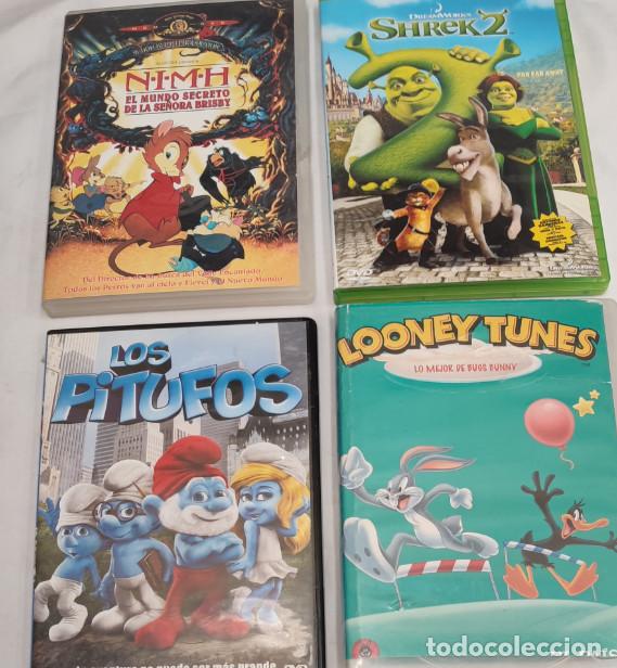 Cine: 4 PELICULAS DVD, SHREK 2, LOS PITUFOS, LOONEY TUNES, NIMH EL MUNDO SECRETO DE LA SE&Ntilde;ORA BRISBY