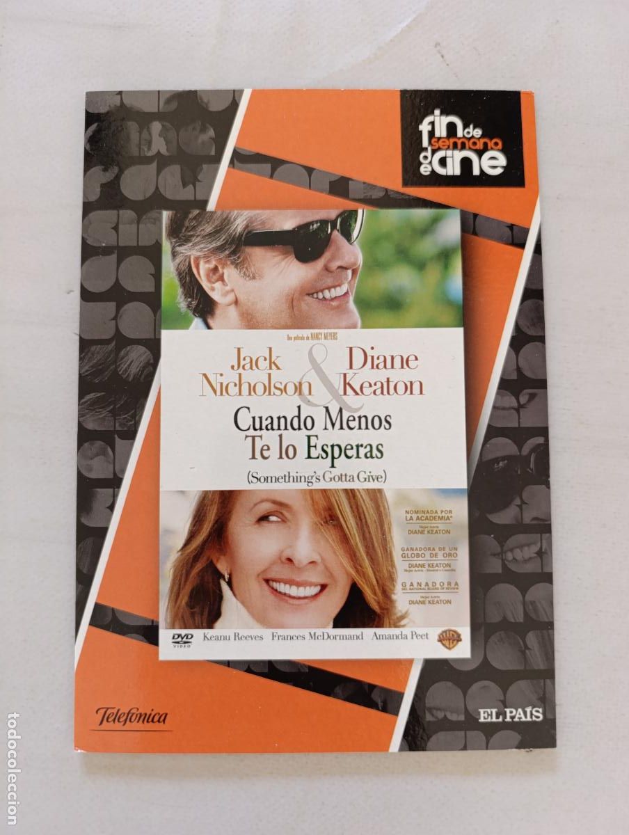 Cinema: DVD CUANDO MENOS TE LO ESPERAS - JACK NICHOLSON, DIANE KEATON - FUNDA FINA CARTON (BB)