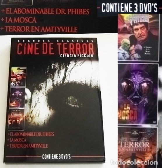 Cine: DVD 3 PEL&Iacute;CULAS LA MOSCA EL ABOMINABLE DR PHIBES TERROR EN AMITYVILLE VINCENT PRICE KIDDER BROLIN
