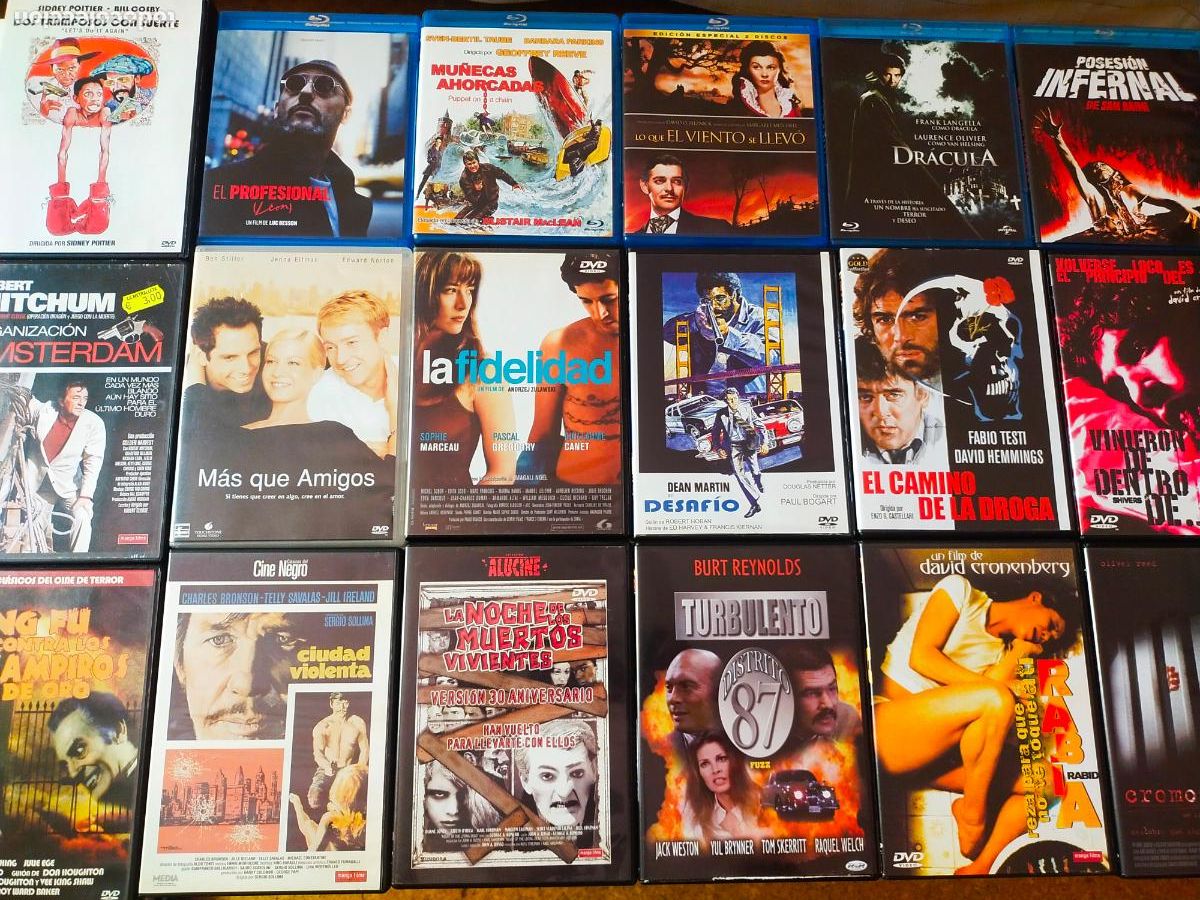 Cine: LOTE DE 18 DVD/ BLU RAY- EL PROFESIONAL- DRACULA- POSESION INFERNAL, ETC.- EXC. ESTADO.