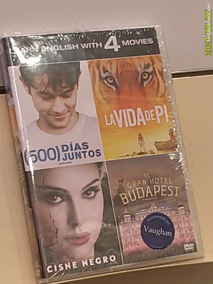 Cine: LEARN ENGLISH WITH 4 MOVIES, 500 DIAS JUNTOS, LA VIDA DE PI, CISNE NEGRO Y GRAN HOTEL BUDAPEST - DVD