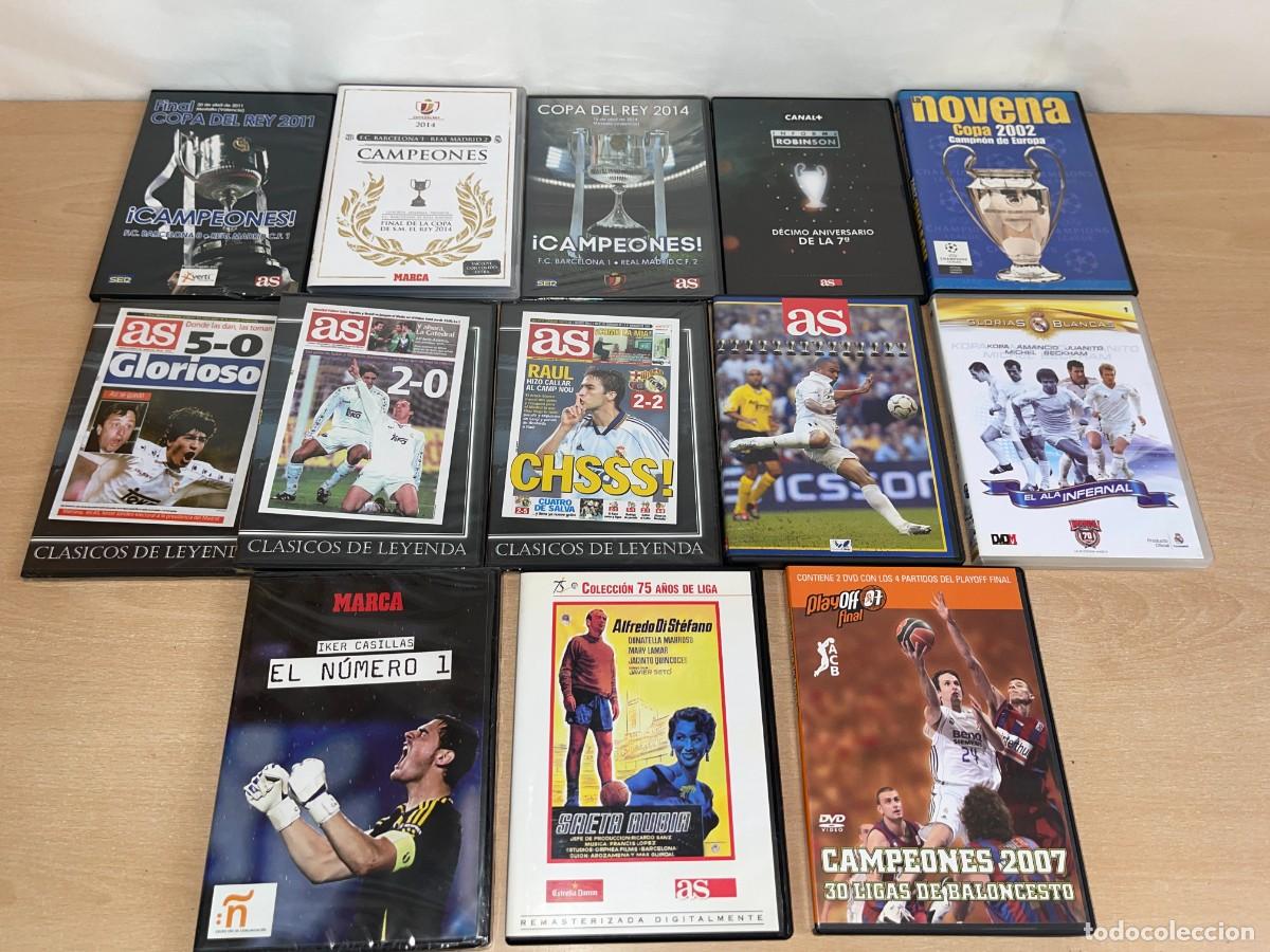 Cine: REAL MADRID 13 DVD's variados Campeones Marca Cl&aacute;sicos de Leyenda AS Peli Di Stefano Saeta Rubia