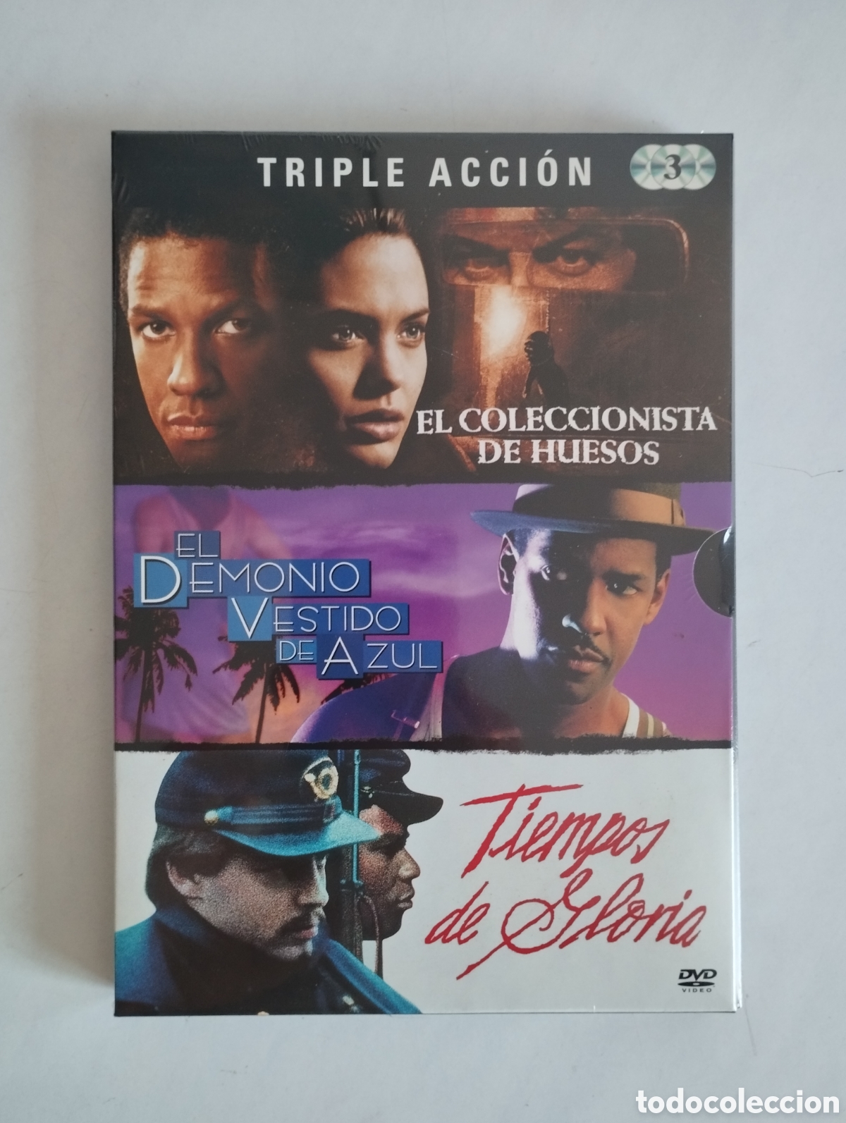 Cine: PACK 3 PELICULA DVD EL COLECCIONISTA DE HUESOS/EL DIABLO VESTIDO DE AZUL/TIEMPOS DE GLORIA SIN ABRIR
