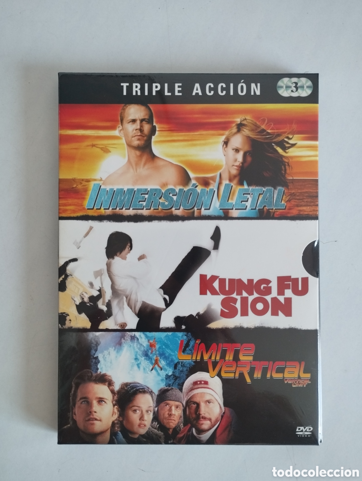 Cine: PACK 3 PELICULA DVD INMERSI&Oacute;N LETAL/KUNG FU SION/LIMITE VERTICAL (3 DISCOS) SIN ABRIR PRECINTADA