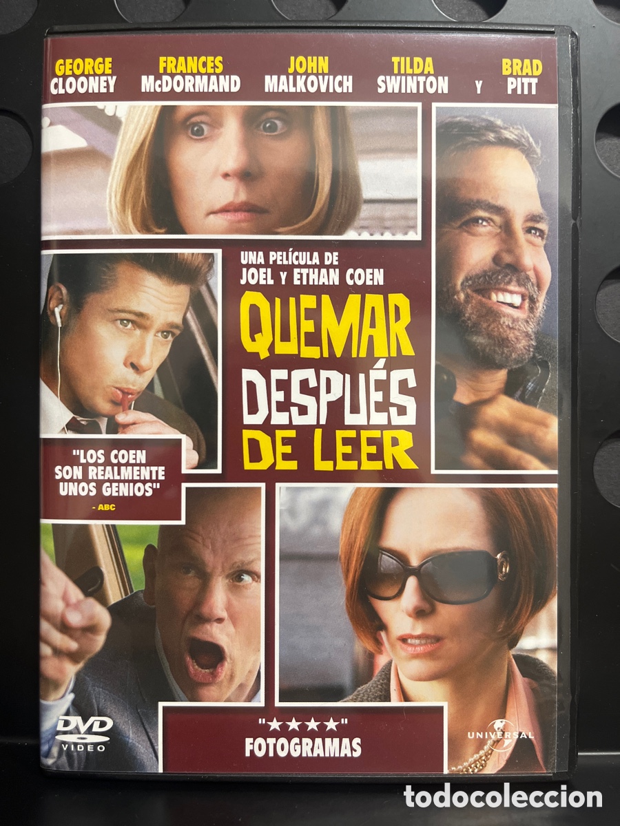 Cine: QUEMAR DESPU&Eacute;S DE LEER de JOEL y ETHAN COHEN 91&rsquo; DVD ( 2008 )
