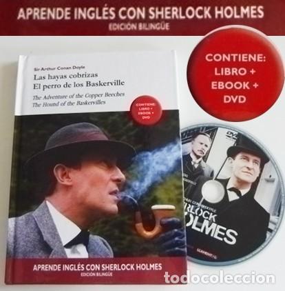 Cine: DVD Y LIBRO SHERLOCK HOLMES PEL&Iacute;CULA LAS HAYAS COBRIZAS EL PERRO DE LOS B... CONAN DOYLE LEA DESCRIP