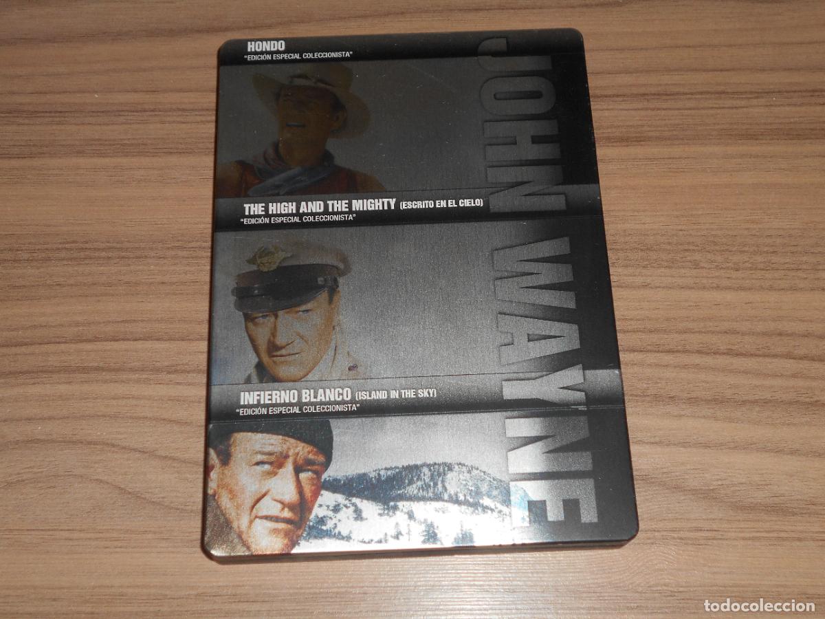 Cine: HONDO - INFIERNO BLANCO - ESCRITO EN EL CIELO Caja Metalica 3 DVD John Wayne DISCOS Como NUEVOS