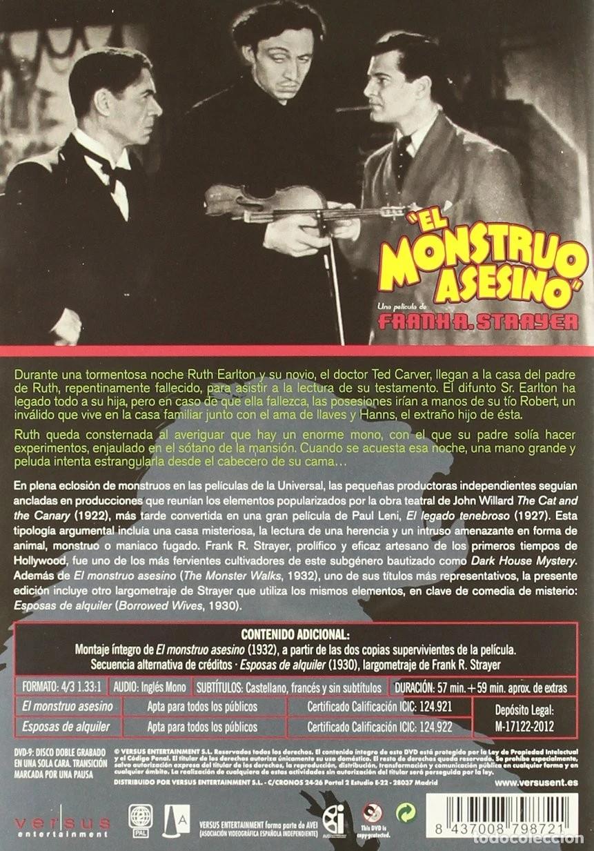 Cine: EL MONSTRUO ASESINO (VERSION ORIGINAL) (DVD) - Foto 2