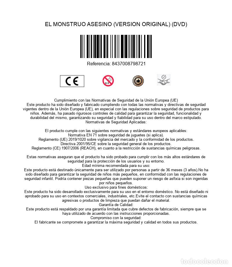 Cine: EL MONSTRUO ASESINO (VERSION ORIGINAL) (DVD) - Foto 3