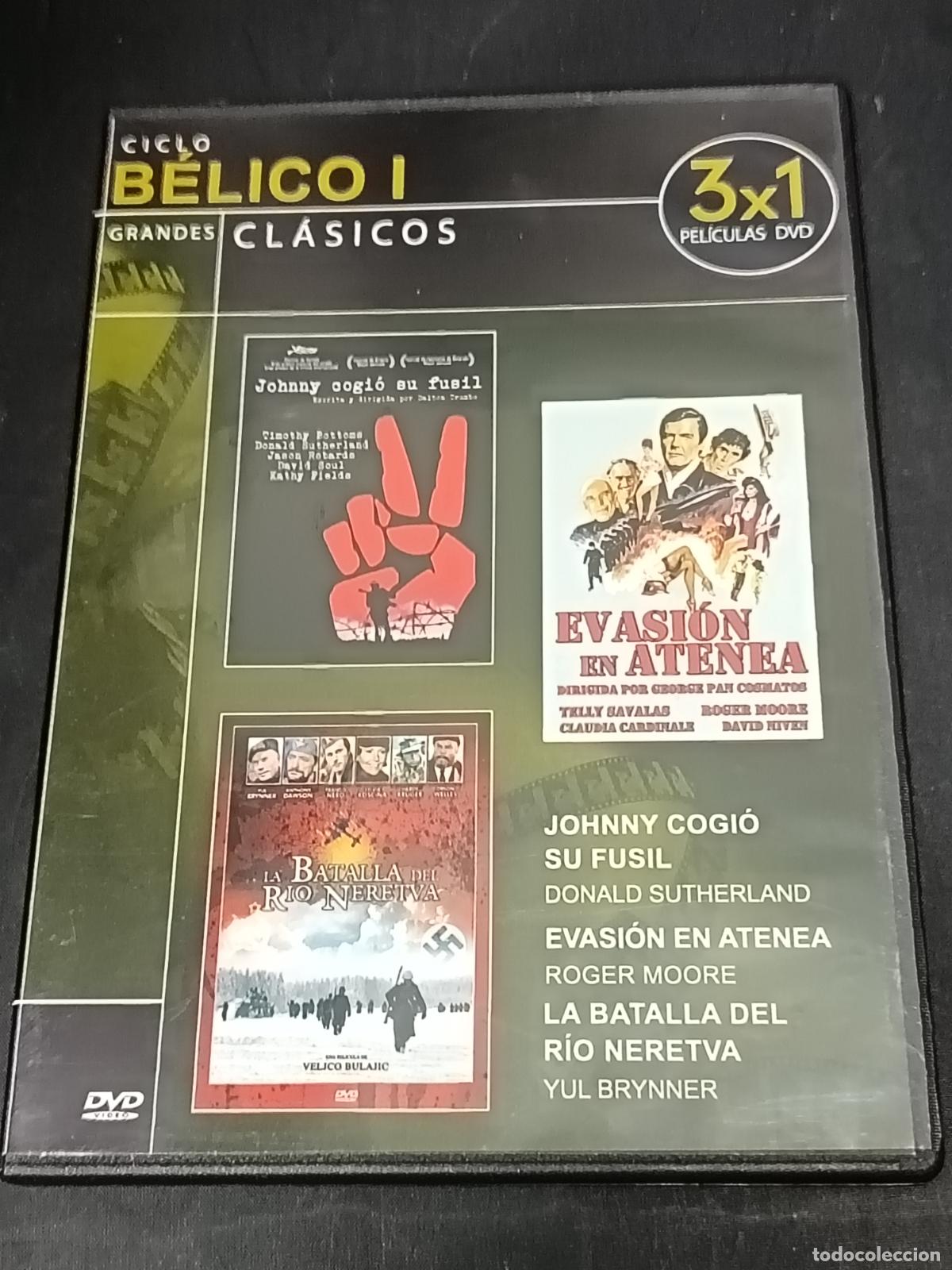 Cine: DVD CINE BELICO: JOHNNY COGI&Oacute; SU FUSIL, EVASI&Oacute;N EN ATENEA y LA BATALLA DEL RIO NERETVA con...