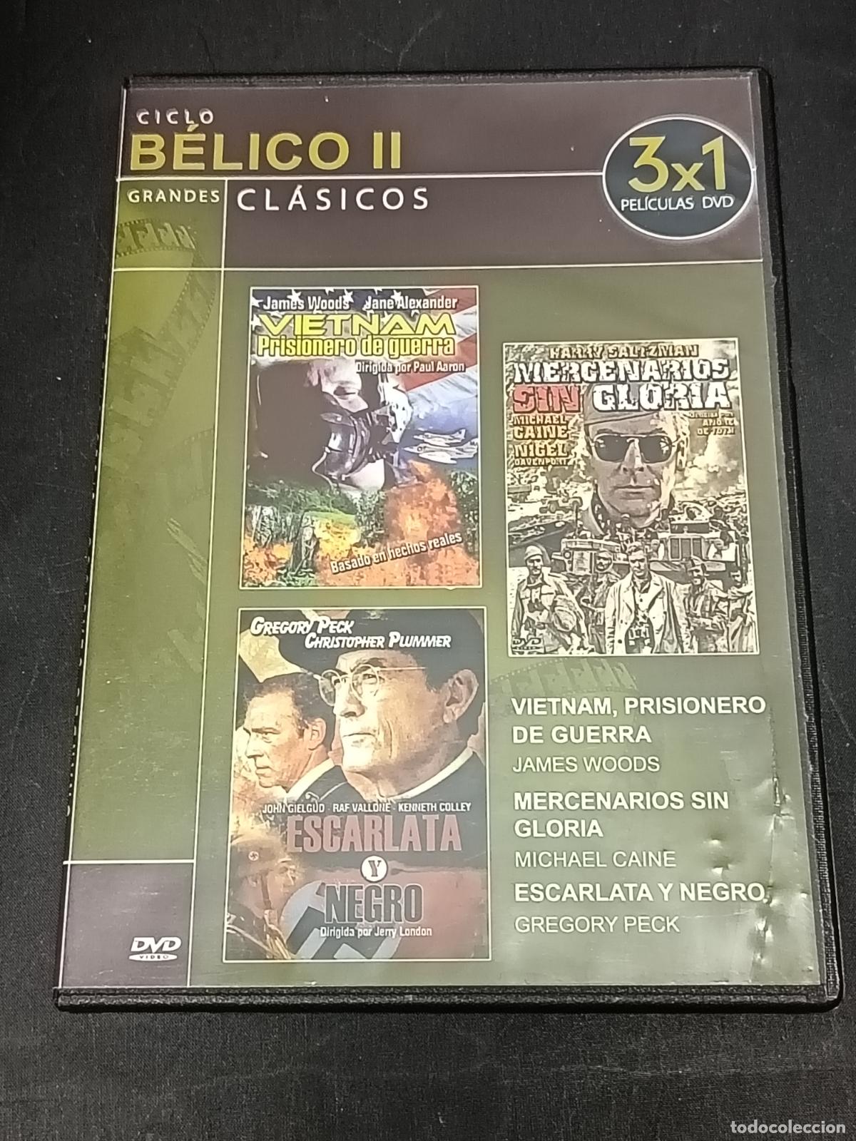 Cine: DVD CINE BELICO: VIETNAM PRISIONERO DE GUERRA, MERCENARIOS SIN GLORIA y ESCARLATA Y NEGRO...
