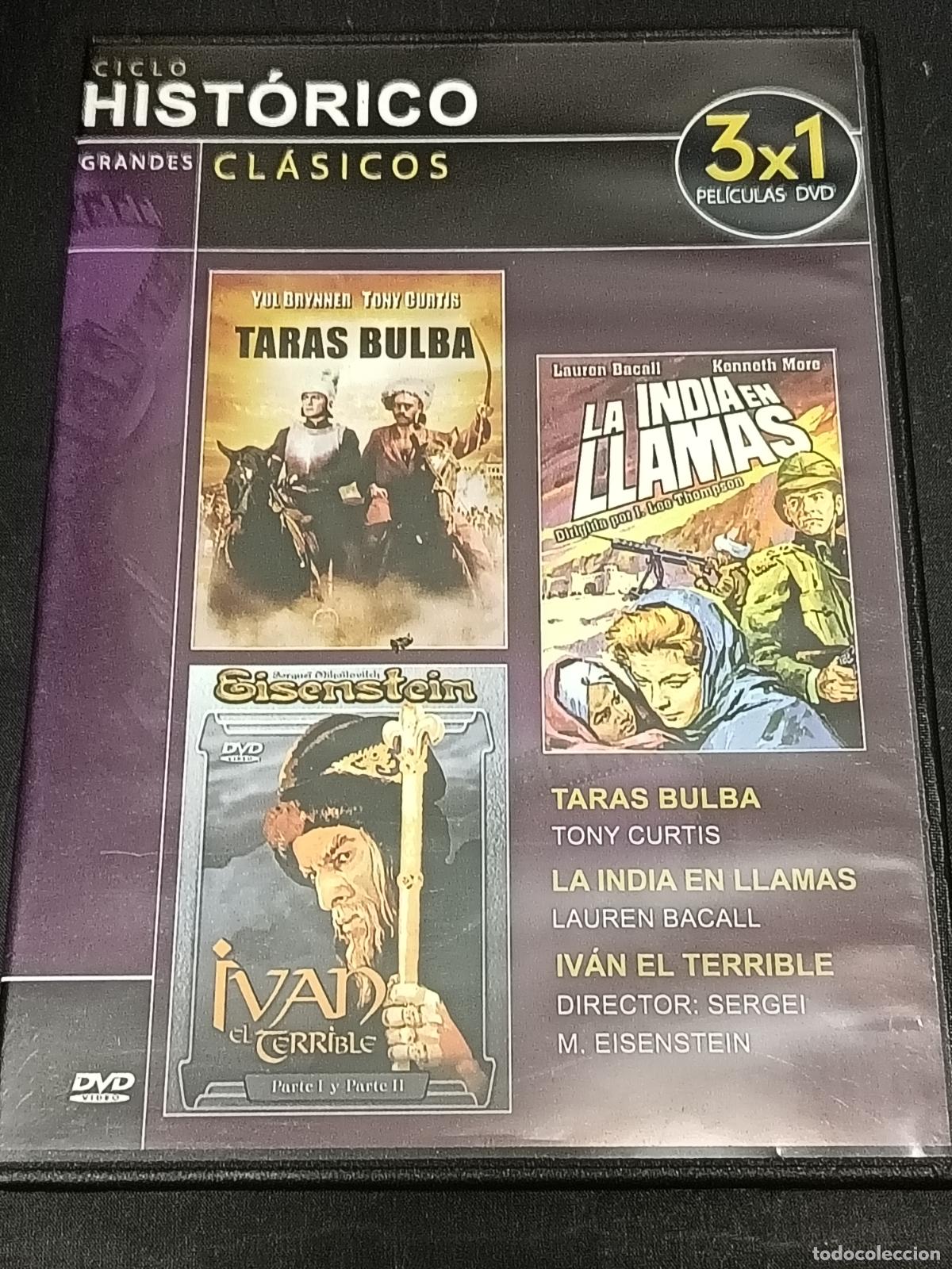 Cine: DVD Cine Cl&aacute;sico Hist&oacute;rico: TARAS BULBA, IVAN EL TERRIBLE y LA INDIA EN LLAMAS