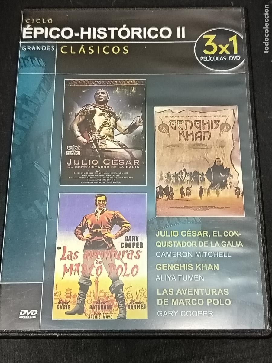 Cine: DVD Cine Cl&aacute;sico Hist&oacute;rico: GENGHIS KHAN, JULIO CESAR El conquistador d, LAS AVENTURAS DE MARCO POLO