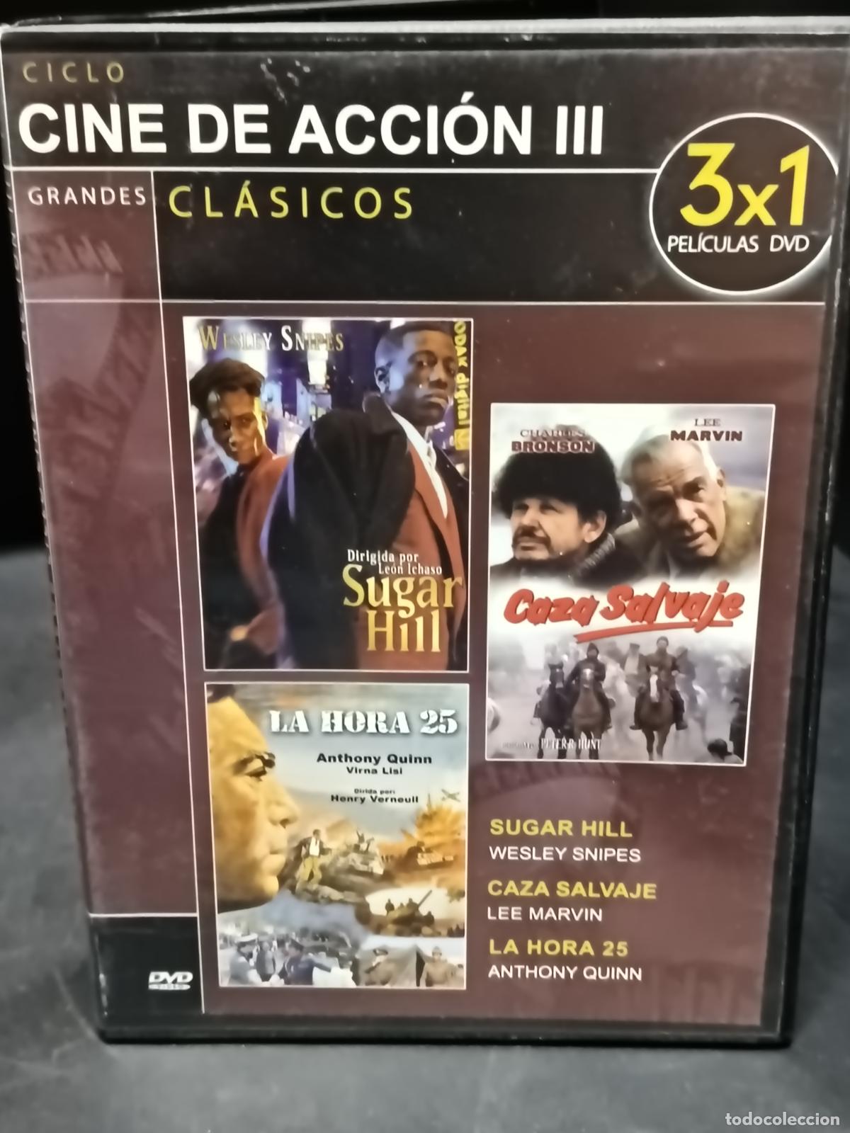 Cine: DVD Cine Acci&oacute;n SUGAR HILL, LA HORA 25 y CAZA SALVAJE con Wesley Snipes, Charles Bronson, Lee Marvin