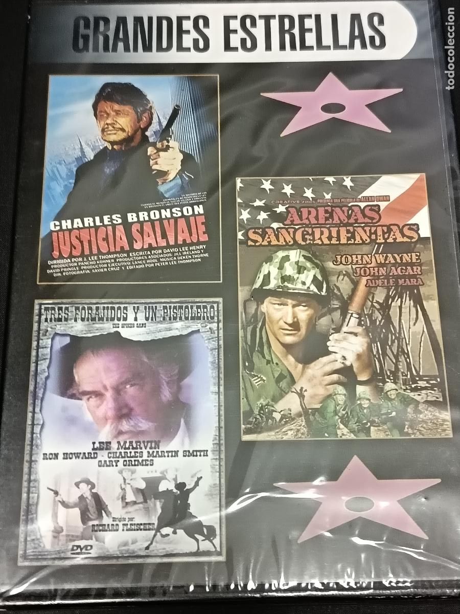 Cine: DVD Cine Acci&oacute;n: JUSTICIA SALVAJE, ARENAS SANGRIENTAS y TRES FORAJIDOS Y UN PISTOLERO, Chuck Bronson