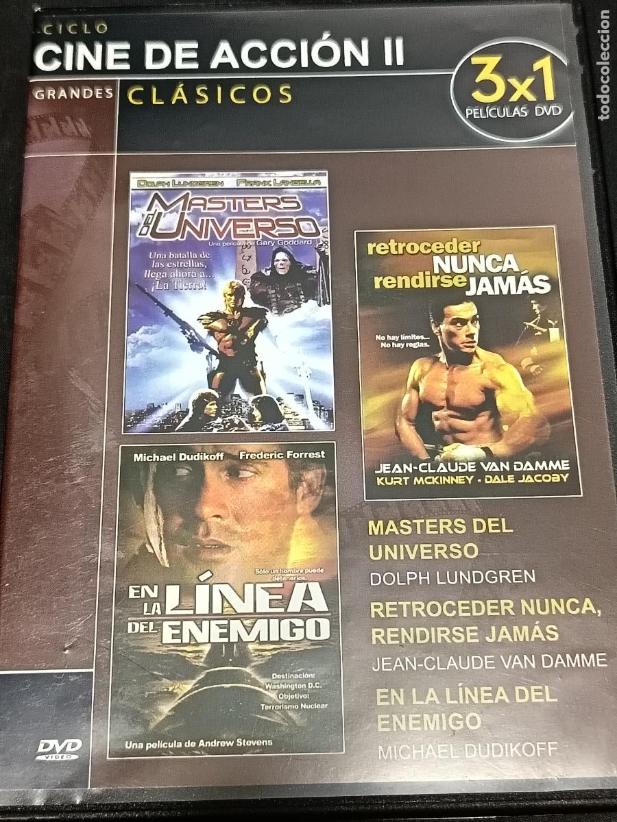 Cine: DVD Acci&oacute;n: HE-MAN MASTERS DEL UNIVERSO, EN LA LINEA DEL ENEMIGO y RETROCEDER NUNCA RENDIRSE JAMAS..