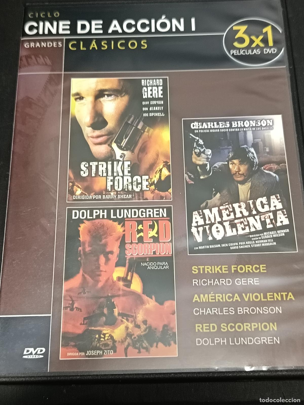 Cine: DVD Acci&oacute;n: STRIKE FORCE, AMERICA VIOLENTA, RED SCORPION con Dolph Lundgren, Chuck Bronson...
