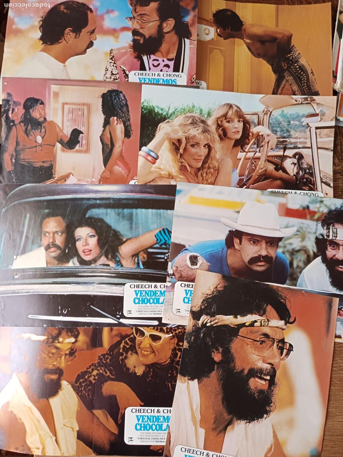 Cine: Cheech & Chong's VENDEMOS CHOCOLATE... 8 FOTOCROMOS DESTAPE CARTEL 35x25cm.