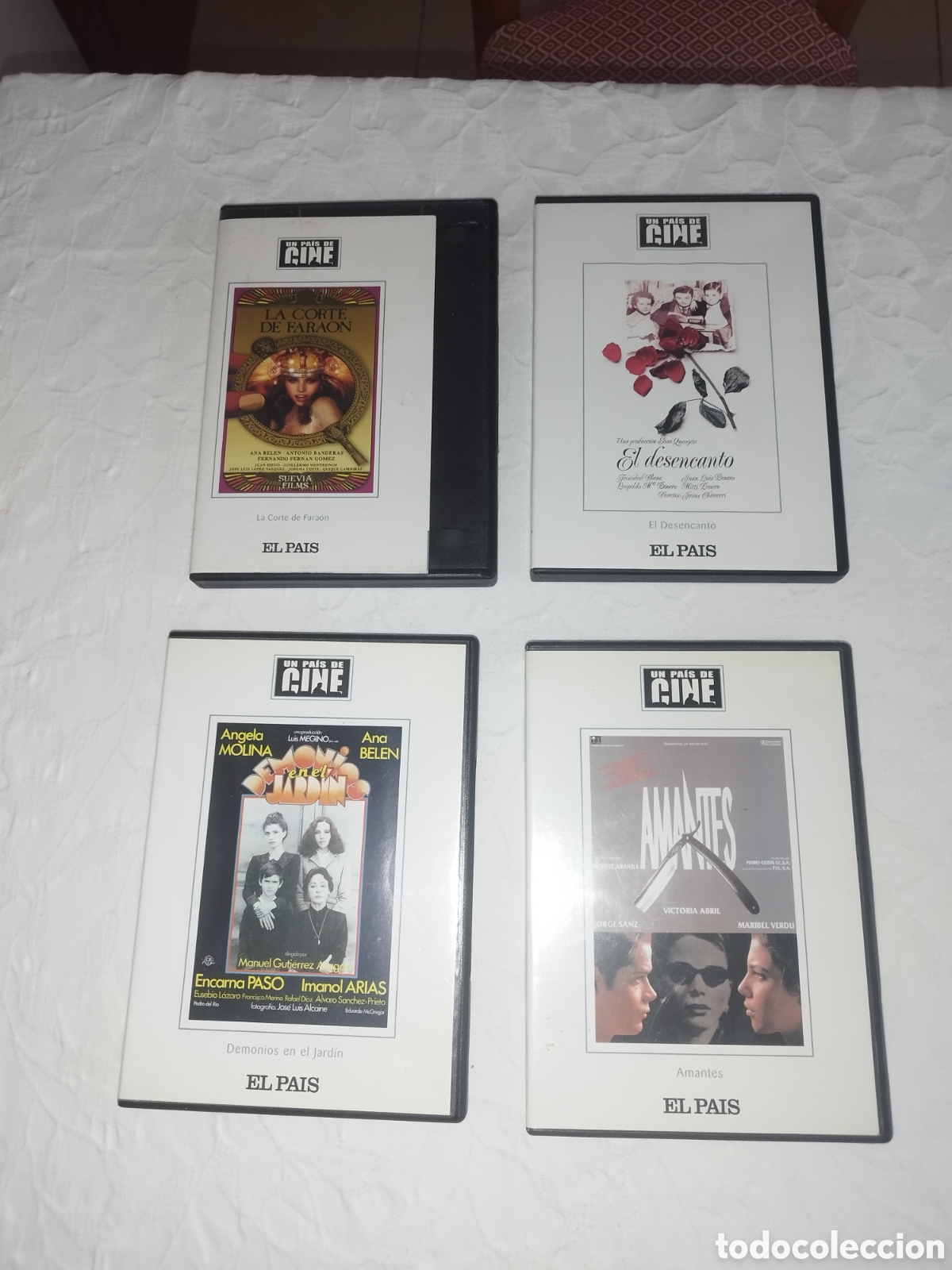Cine: DVD. UN PAIS DE CINE 4 DVD: LA CORTE DEL FARAON/EL DESENCANTO/DEMONIOS EN EL JARDIN/AMANTES. 2003.