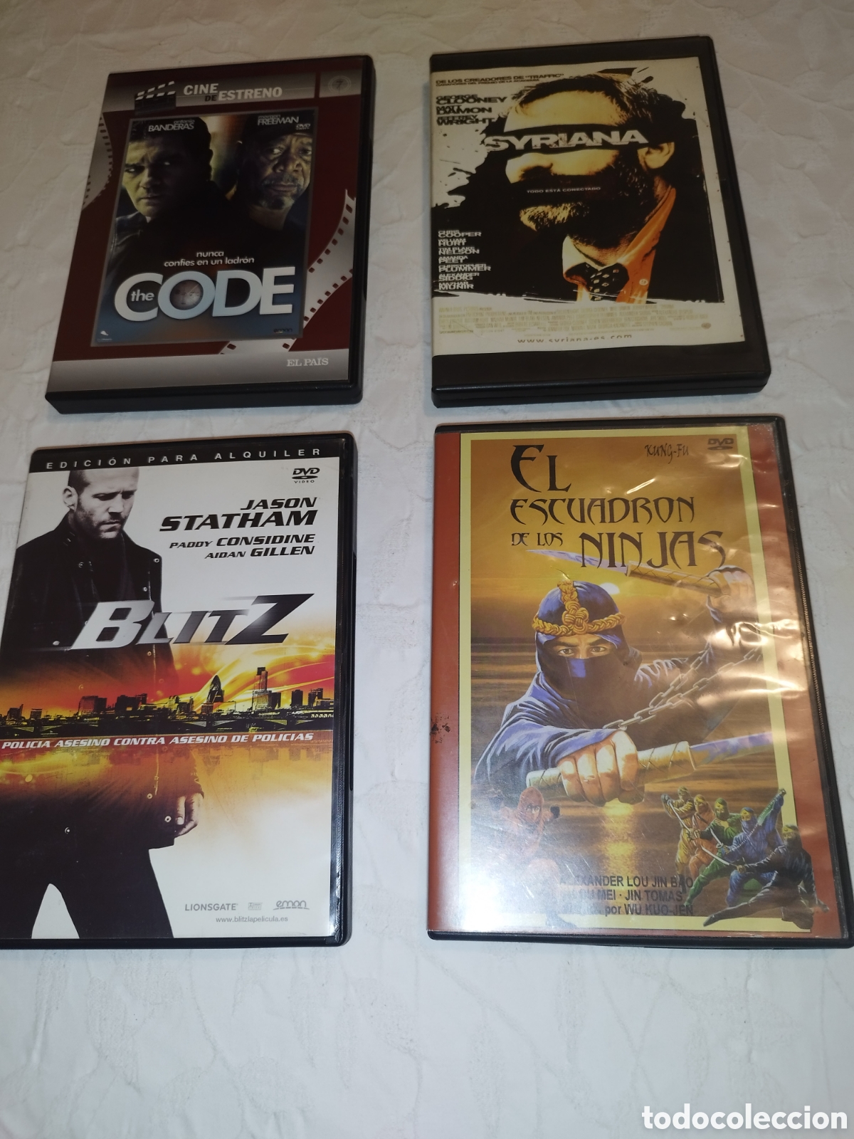 Cine: DVD. 4 PELICULAS: THE CODE / SYRIANA / BLITZ / EL ESCUADRON DE LOS NINJAS.