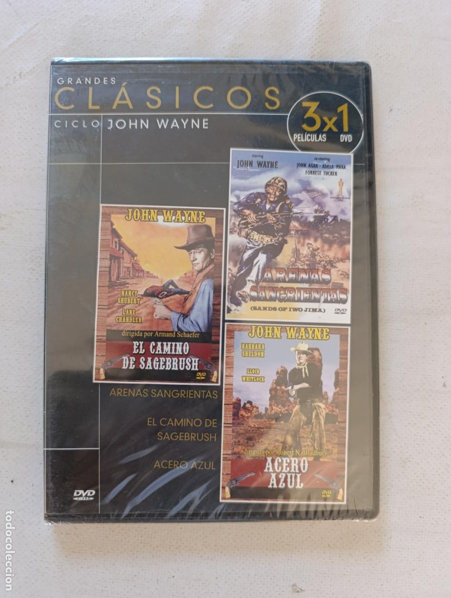 Cine: DVD CICLO JOHN WAYNE (IV): ARENAS SANGRIENTAS / EL CAMINO DE SAGEBRUSH / ACERO AZUL - CAJA SLIM (CS)