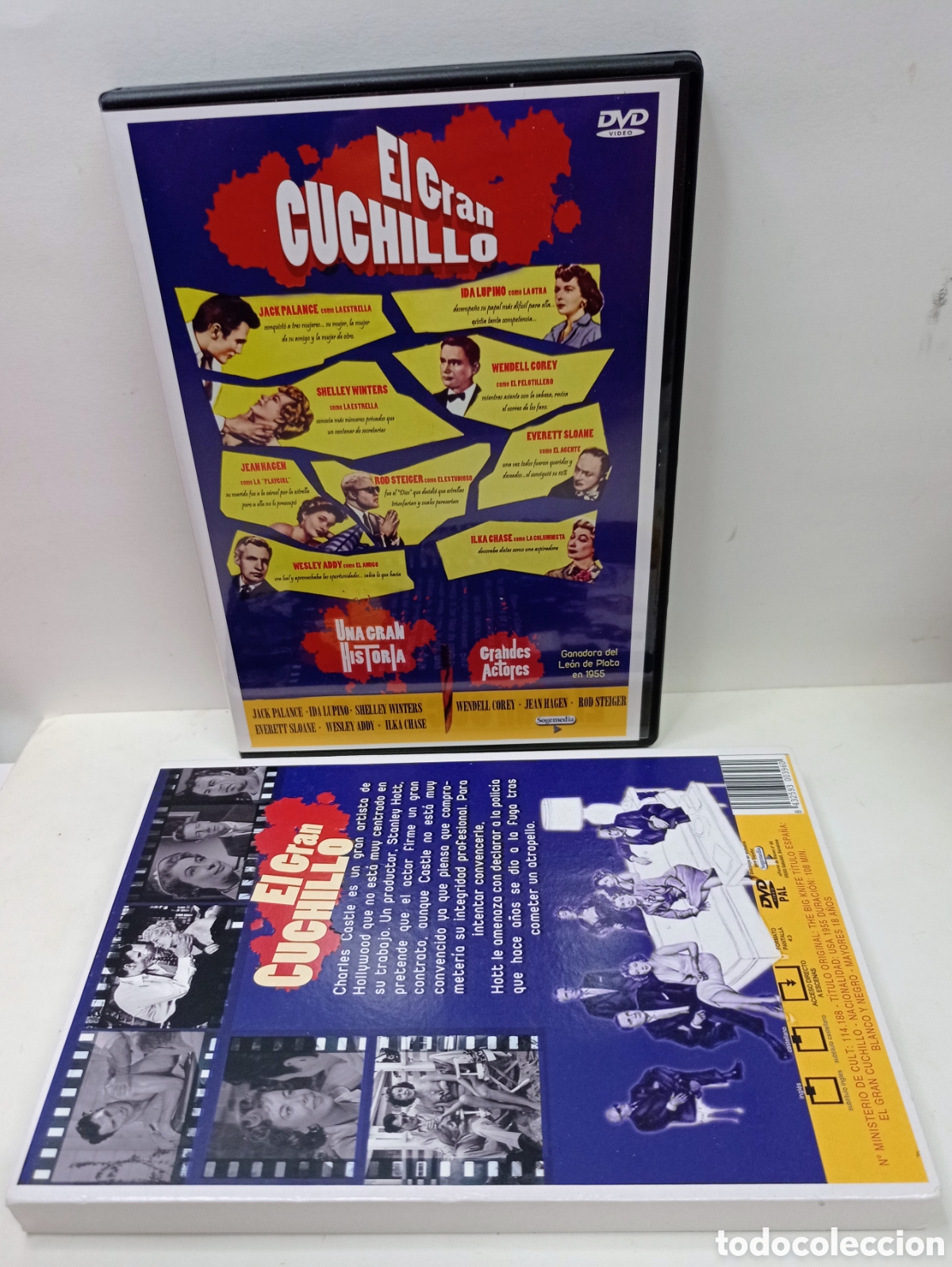 Cine: EL GRAN CUCHILLO, R.ALDRICH (1955): J.PALANCE -SOBRECUBIERTA CARTON, COMO NUEVA-