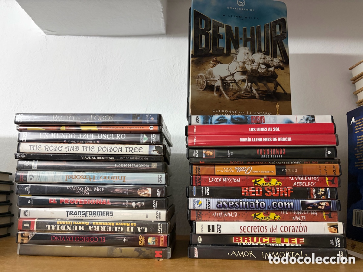 Cine: Lote de unos 30 DVD originales: Ben-hur bruce lee los lunes al sol transformers