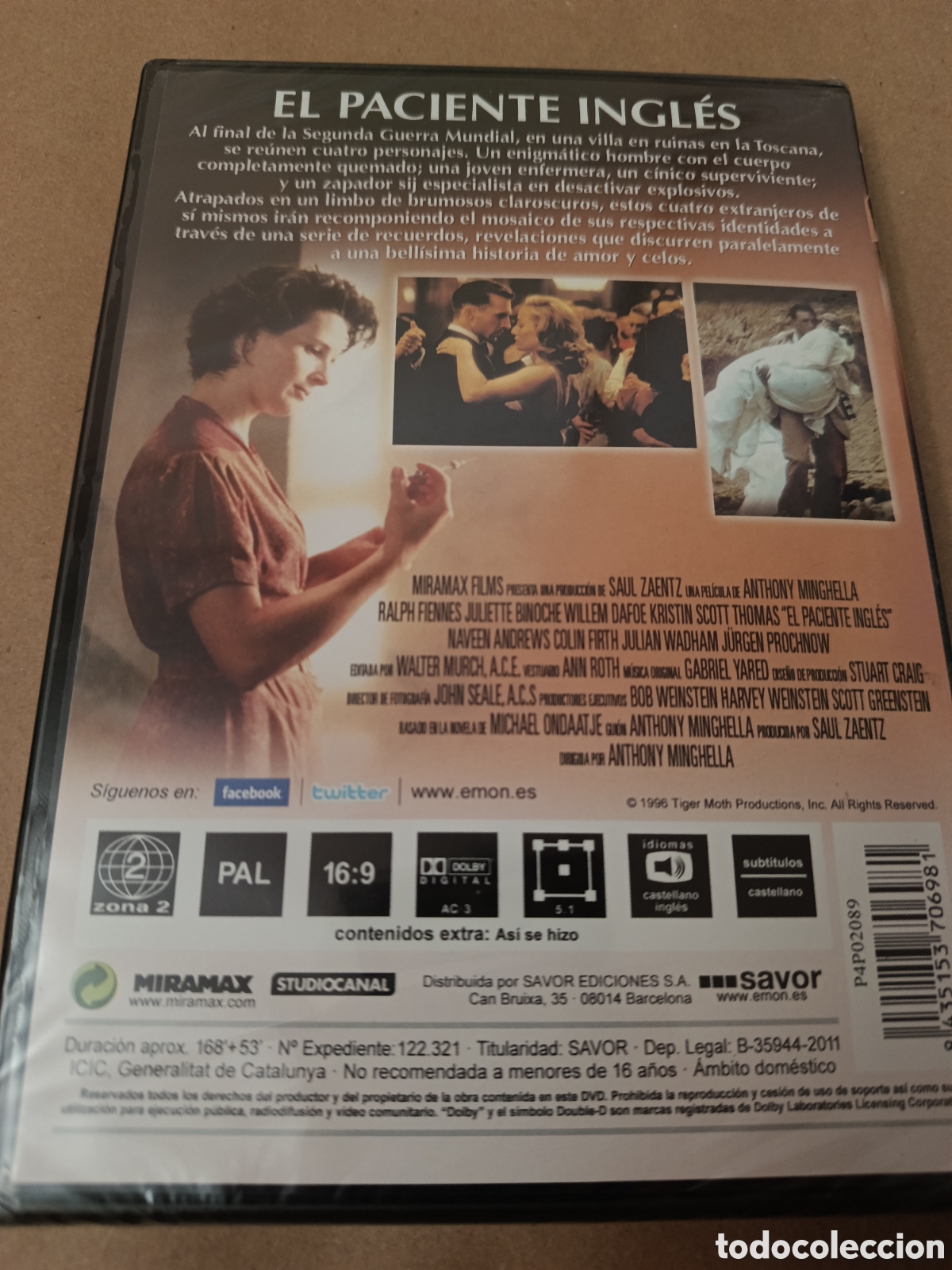 Cine: Dvd. El paciente ingl&eacute;s. Precintado. - Foto 2